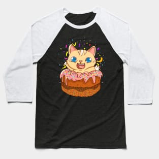 Birthday Cake Cat Surprise Kitty Baseball T-Shirt